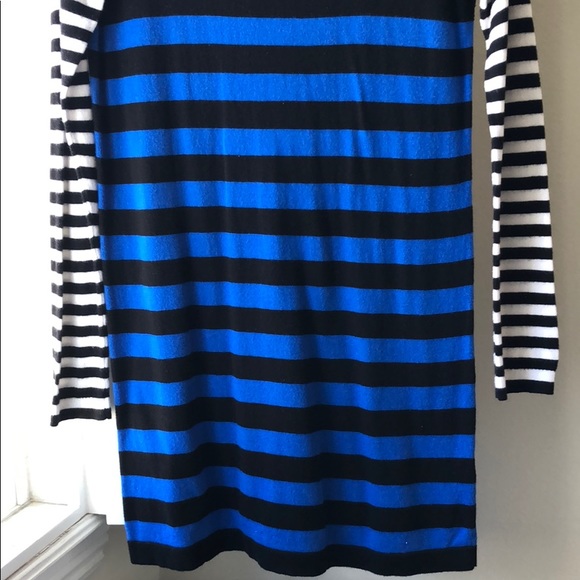 ♻️👗 Zipper Mix Striped Sweater Dress EXPRESS Blue - Picture 10 of 12